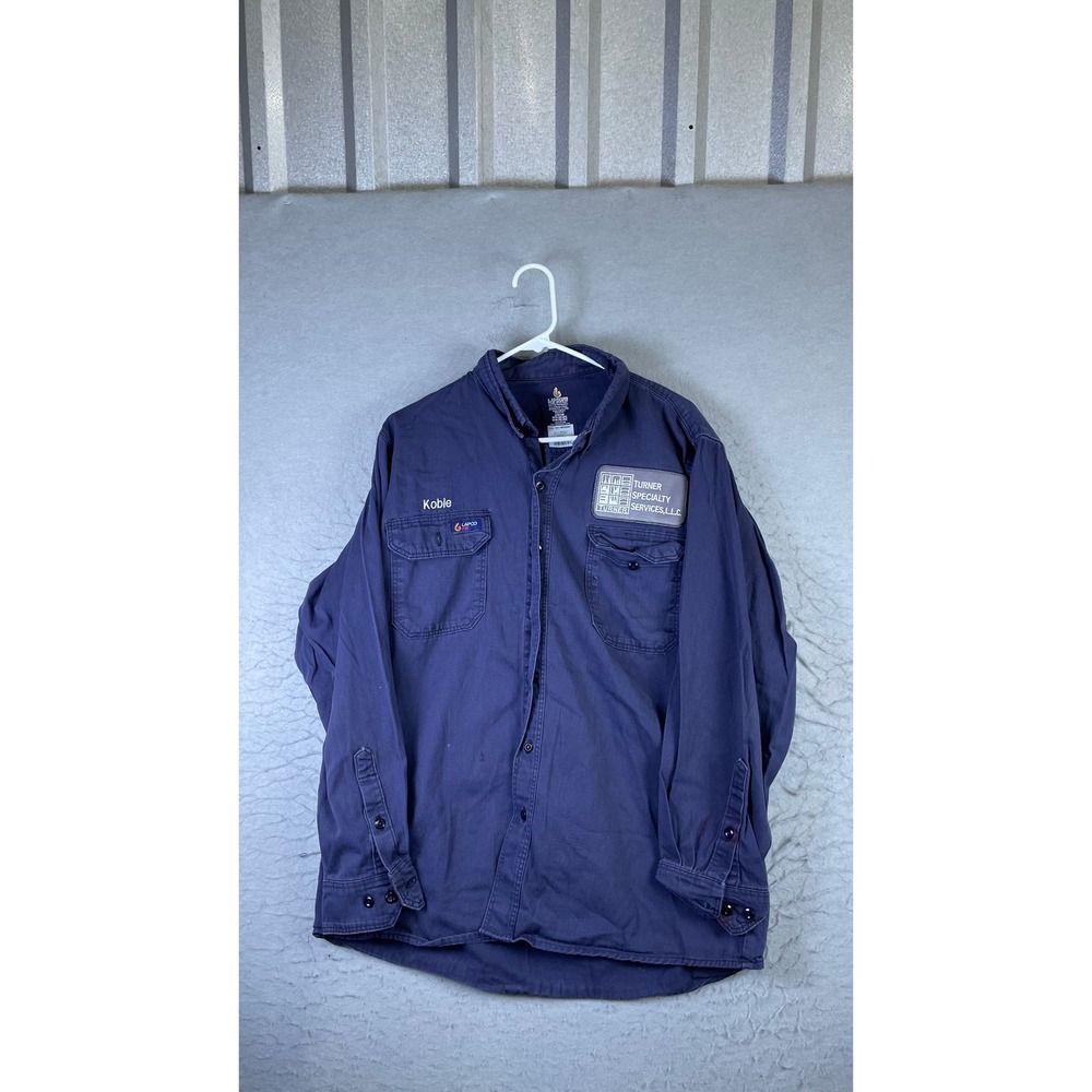 LAPCO FR Work Shirt Mens Large Blue Good Flame Resistant Turner Specialty INV7